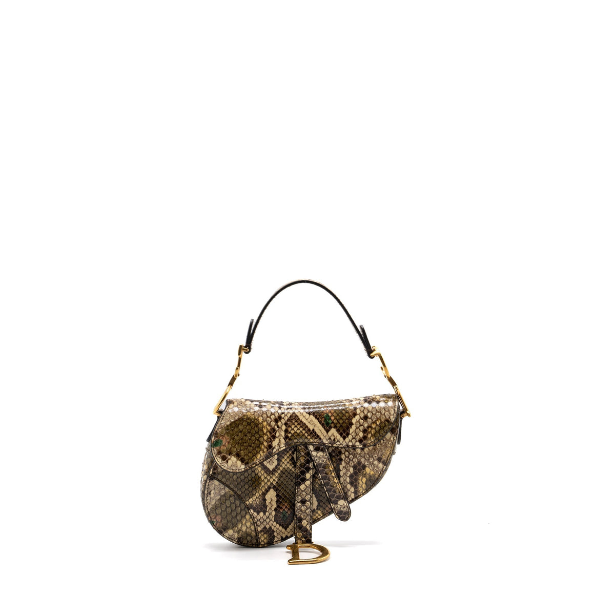 DIOR MINI SADDLE BAG PYTHON MULTICOLOUR GHW