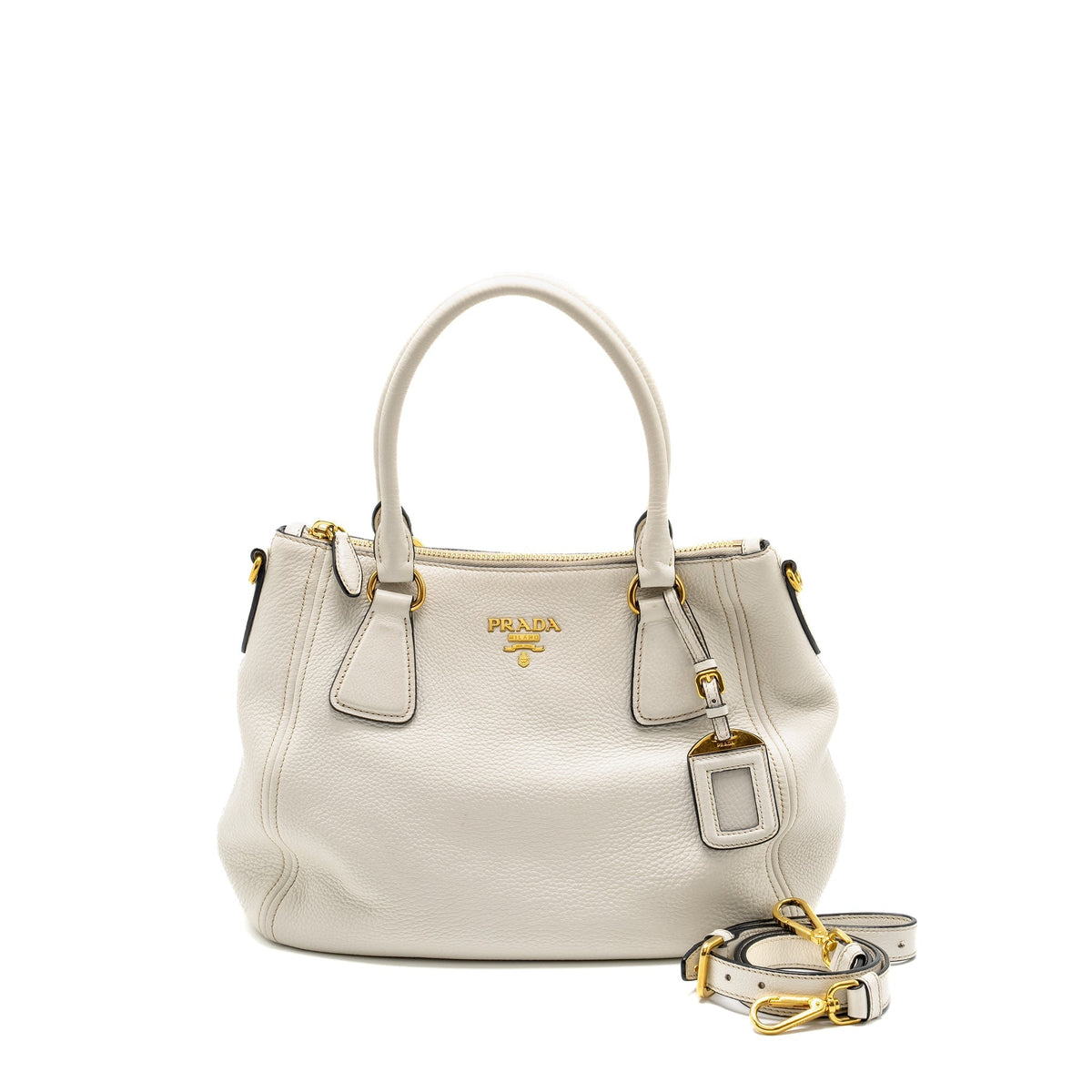 PRADA VITELLO DAINO BAG LEATHER WHITE GHW