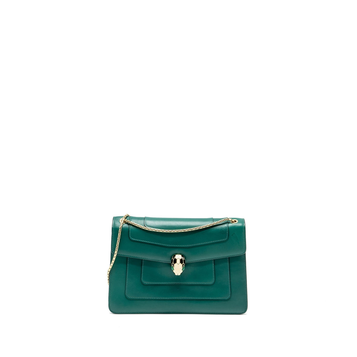 BVLGARI SERPENTI FOREVER FLAP BAG CALFSKIN GREEN GHW
