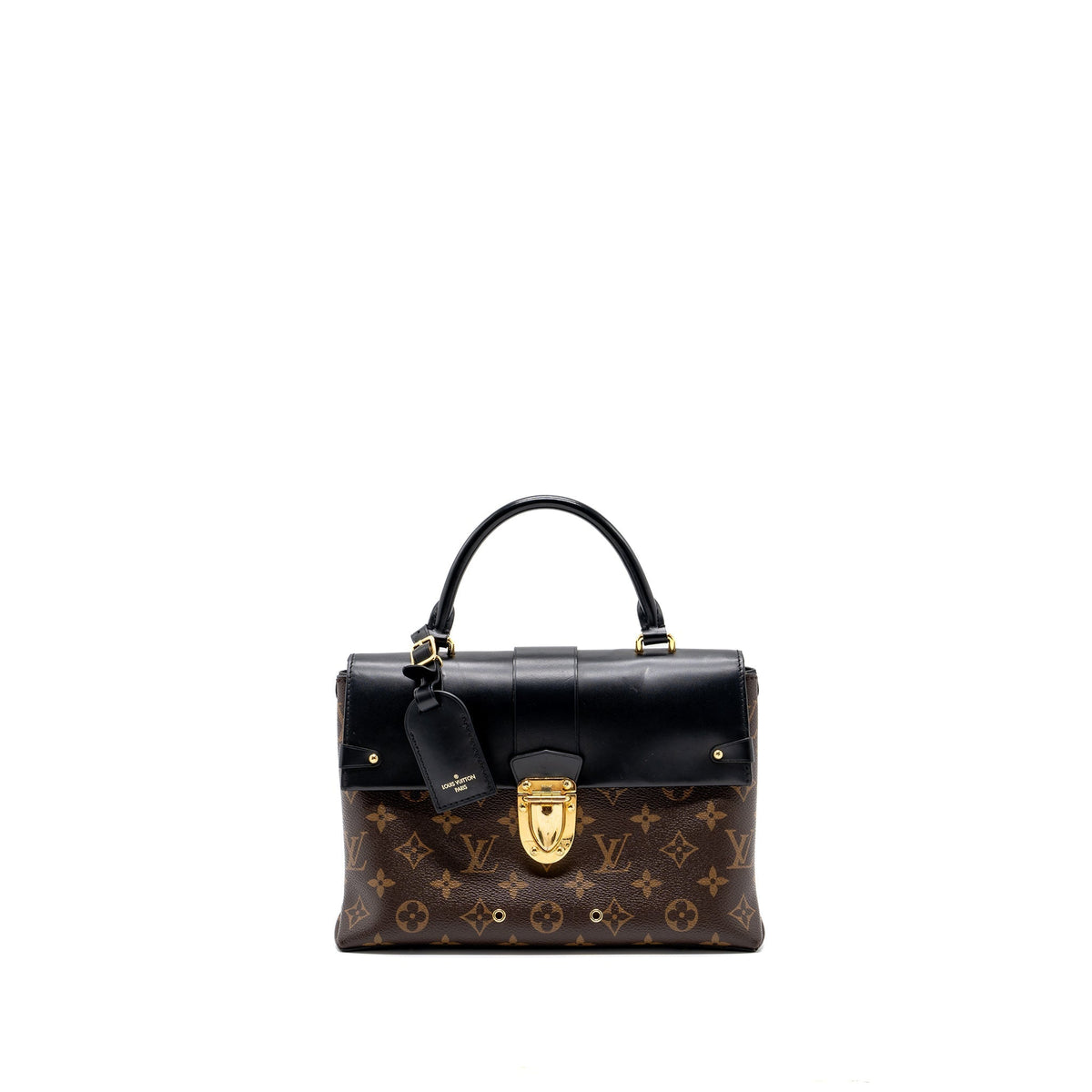 LOUIS VUITTON TOP HANDLE FLAP BAG MONOGRAM CANVAS / CALFSKIN BLACK GHW