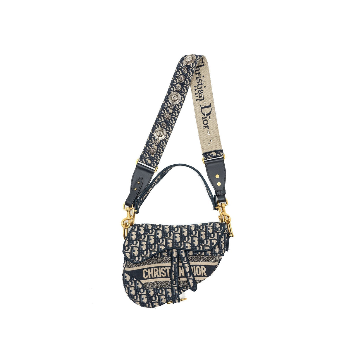 DIOR SADDLE BAG BLUE OBLIQUE EMBROIDERY GHW