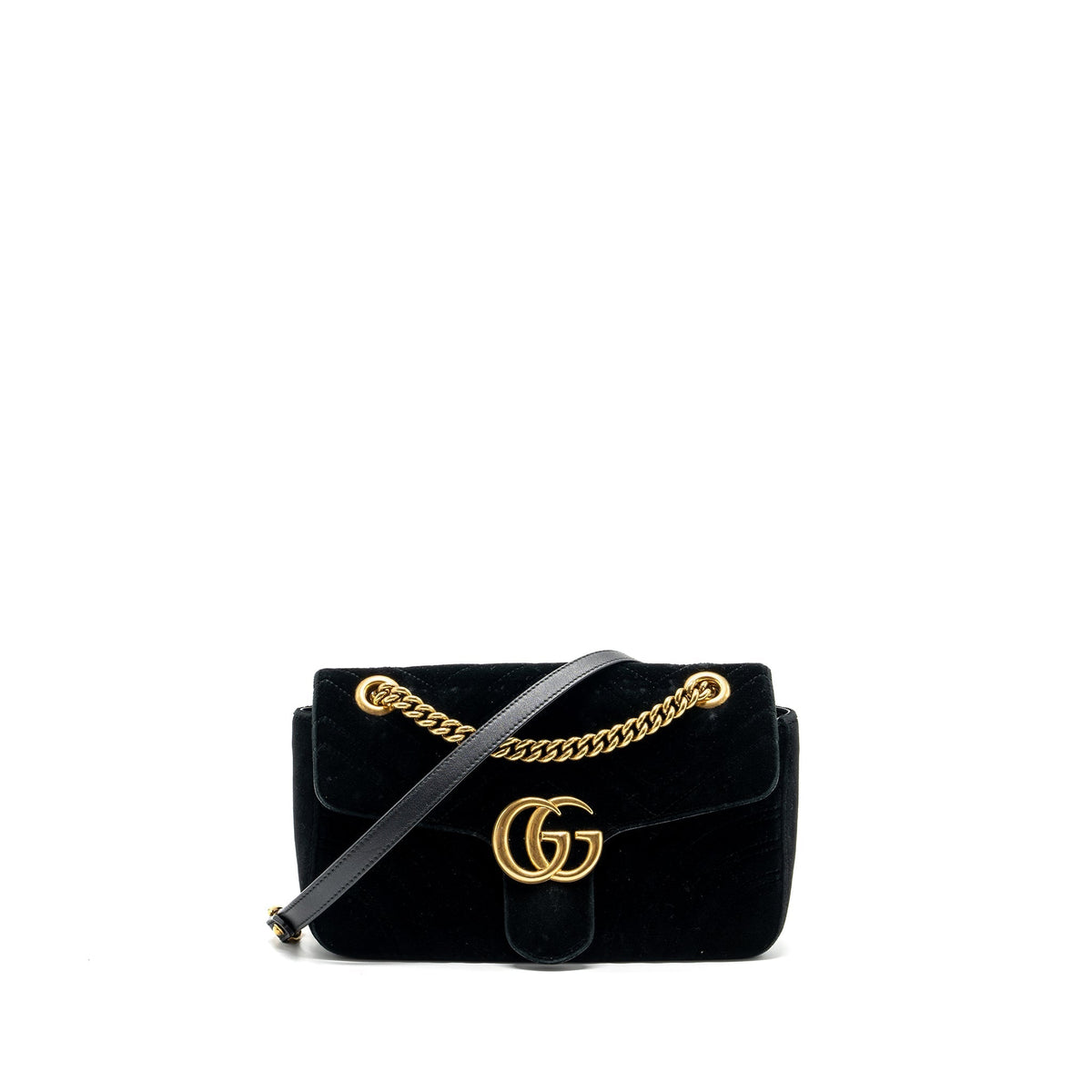 GUCCI SMALL GG MARMONT BAG VELVET BLACK GHW