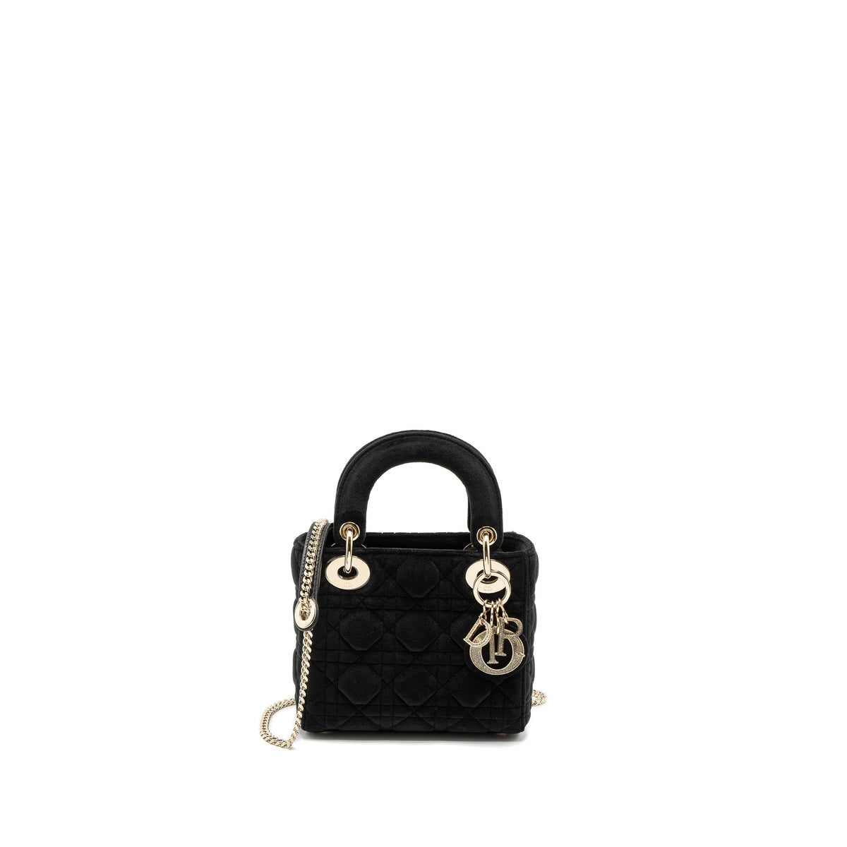 DIOR MINI LADY DIOR VELVET BLACK LGHW