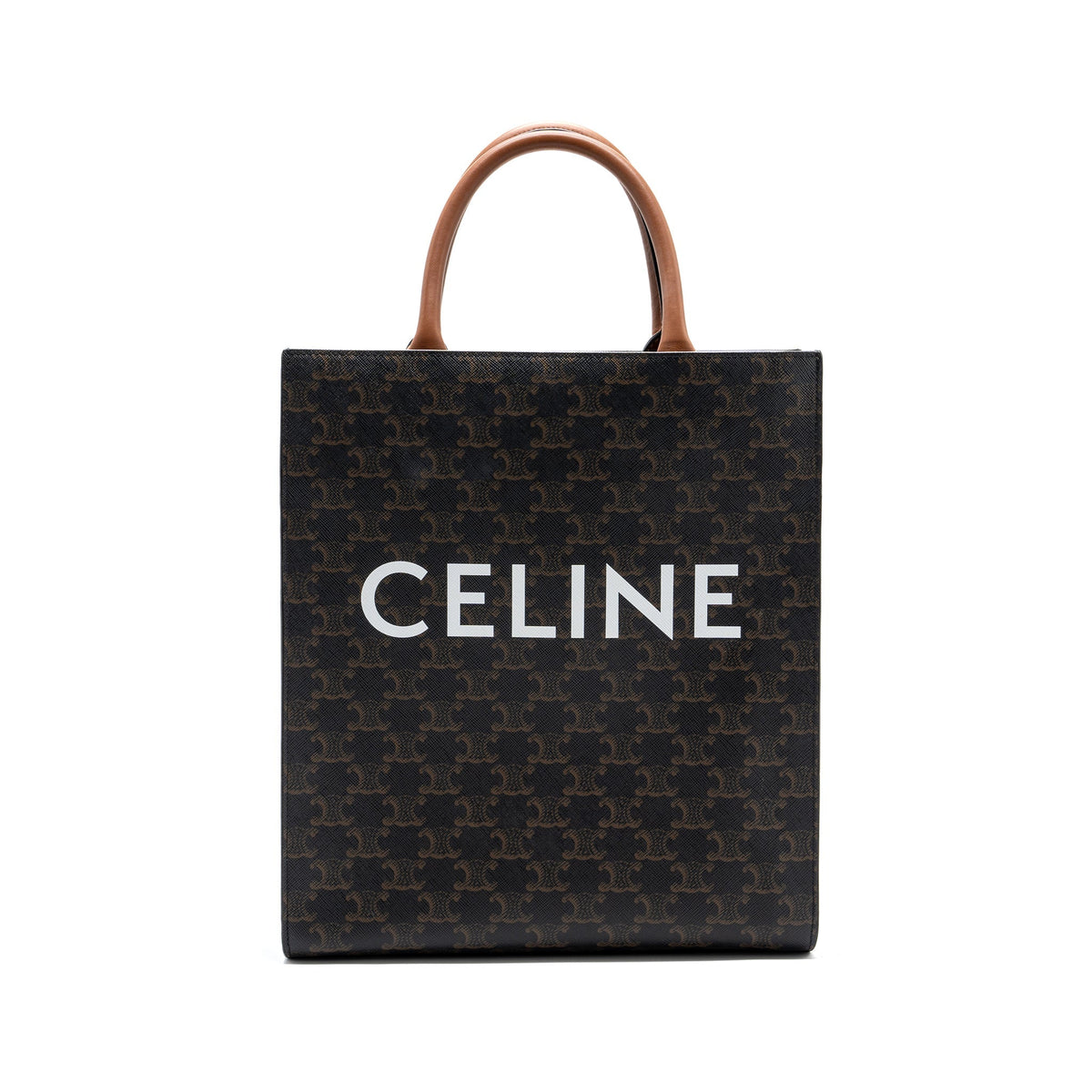 CELINE SMALL CABAS VERTICAL TRIOMPHE CANVAS / CALFSKIN TAN GHW
