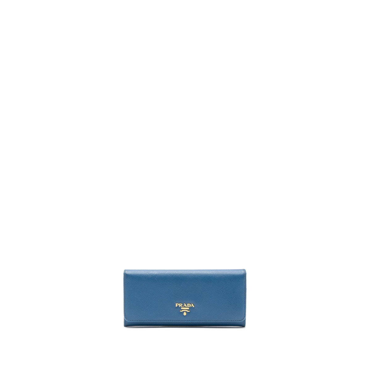 PRADA SAFFIANO LONG WALLET CALFSKIN BLUE GHW