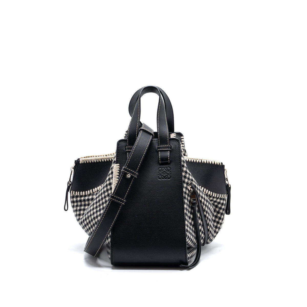 LOEWE SMALL HAMMOCK BAG CALFSKIN / FABRIC MULTICOLOR BLACK / WHITE SHW