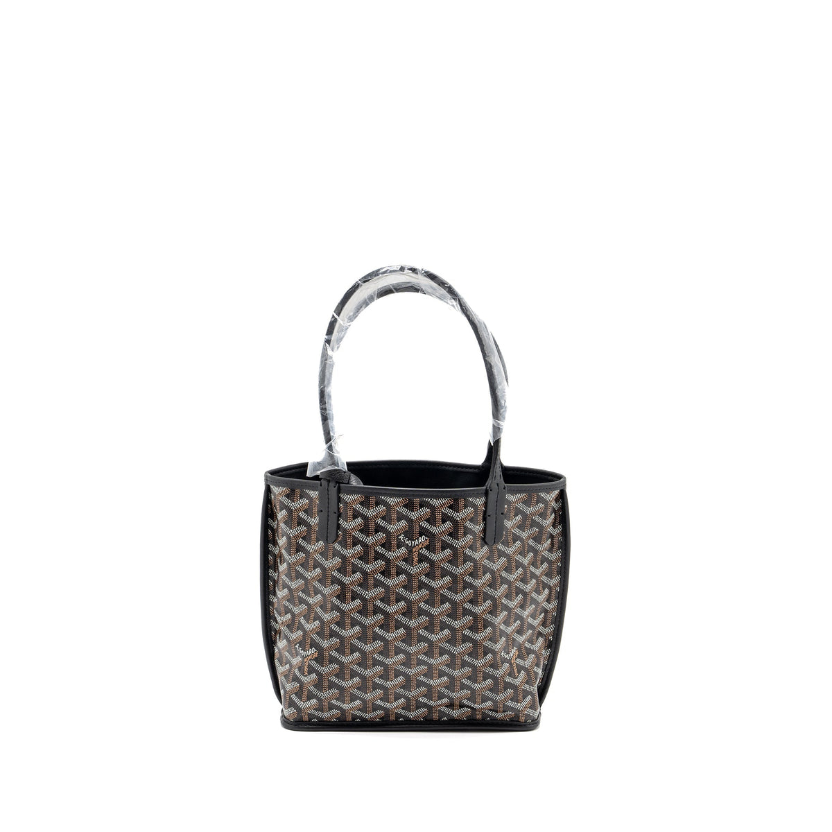 GOYARD ANJOU MINI TOTE BAG GOYARDINE CANVAS/CALFSKIN BLACK SHW