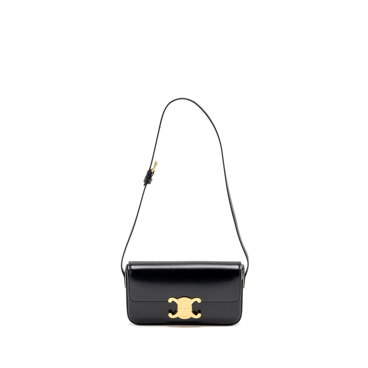 CELINE TRIOMPHE SHOULDER BAG CALFSKIN BLACK GHW