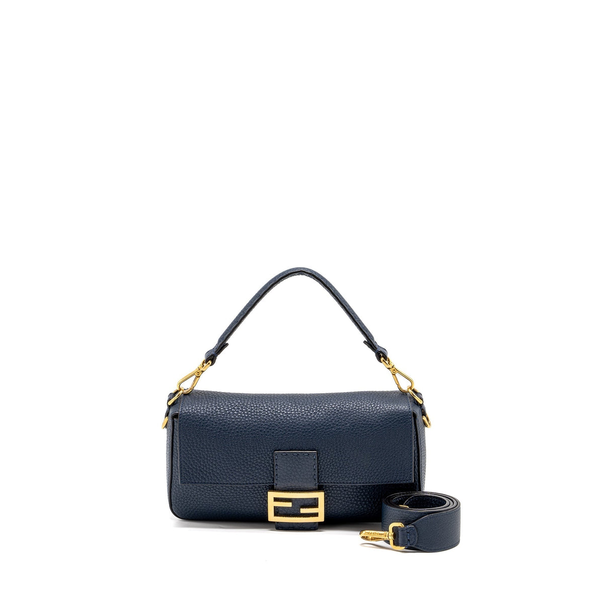 FENDI BAGUETTE BAG GRAINED CALFSKIN DARK BLUE GHW