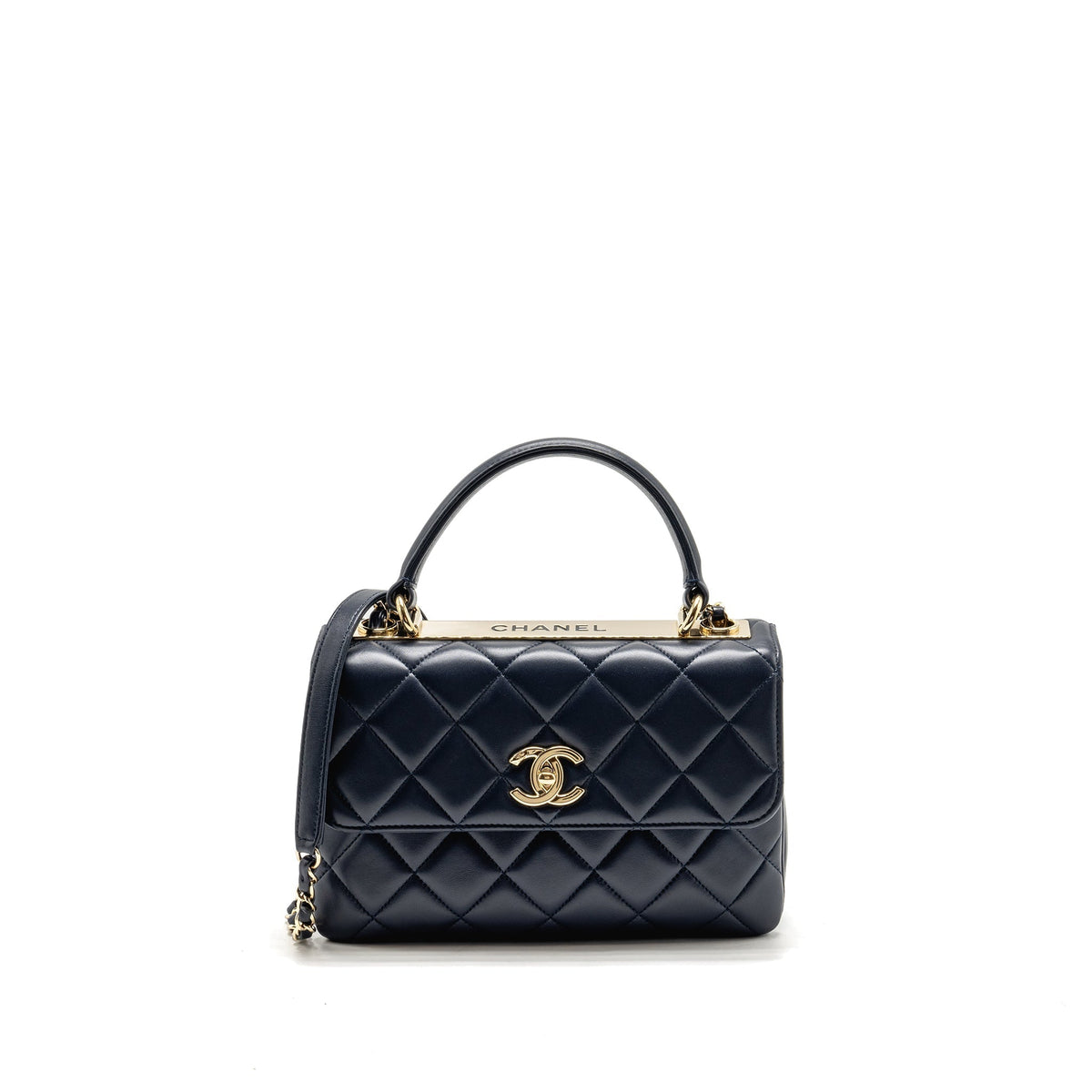 CHANEL SMALL TRENDY CC FLAP BAG LAMBSKIN BLUE LGHW