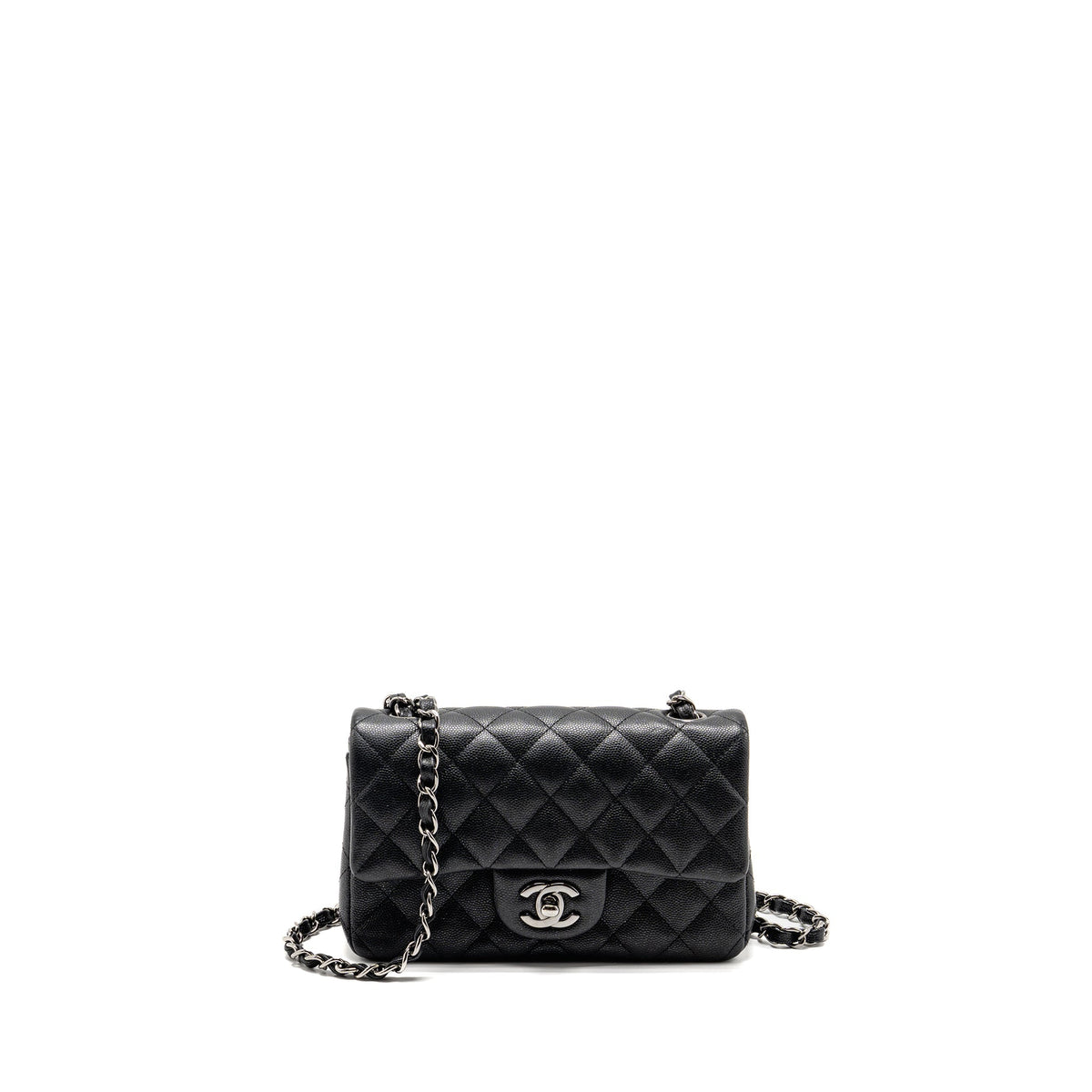 CHANEL MINI RECTANGULAR FLAP BAG CAVIAR IRIDESCENT BLACK SHW