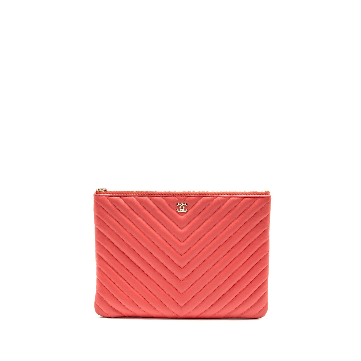 CHANEL CHEVRON CLUTCH LAMBSKIN PINK GHW