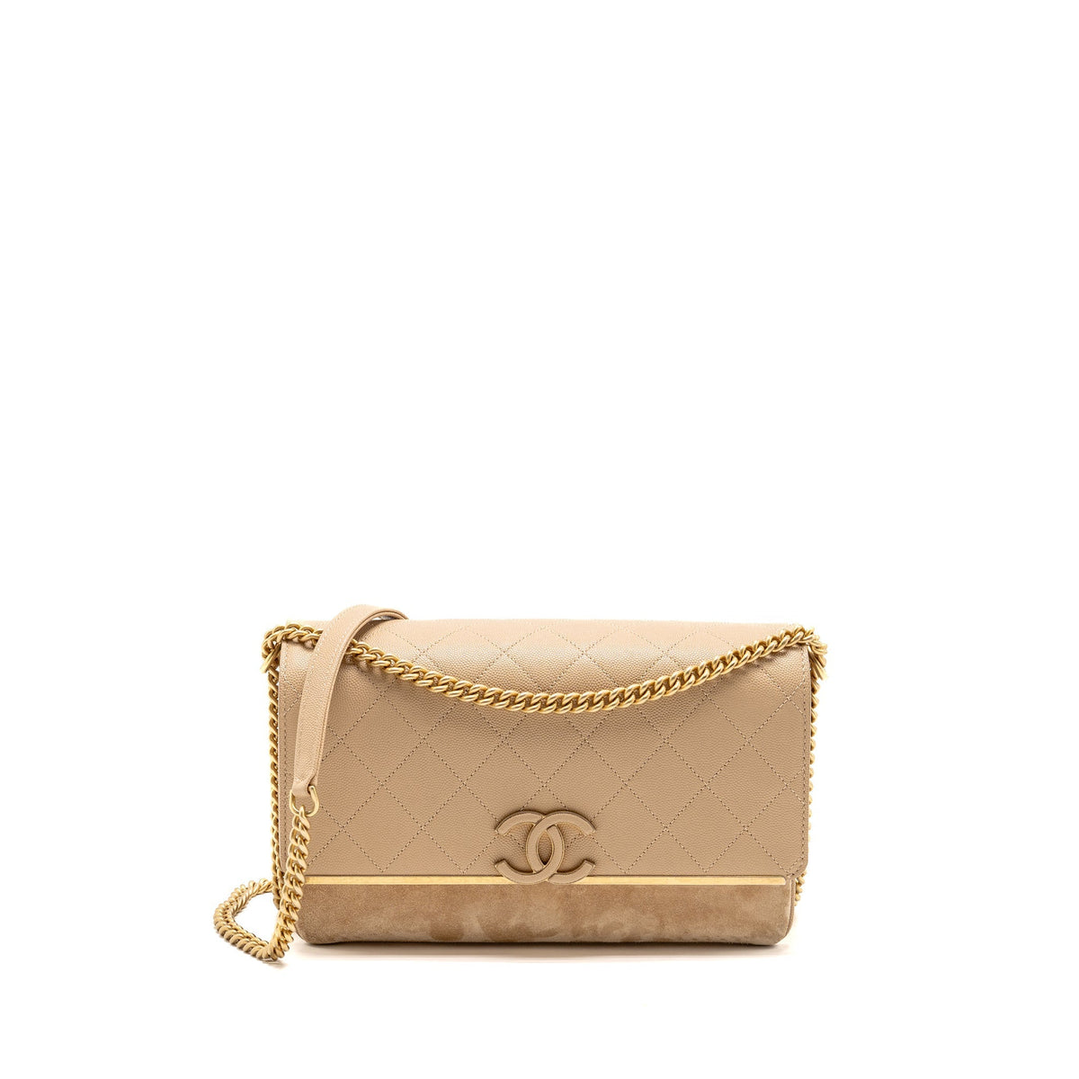 CHANEL LADY COCO FLAP BAG GRAINED CALFSKIN/SUEDE BEIGE GHW