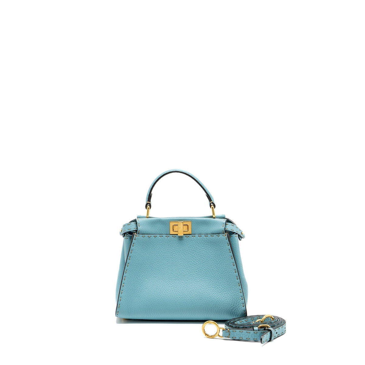 FENDI MINI PEEKABOO BAG CALFSKIN BLUE GHW