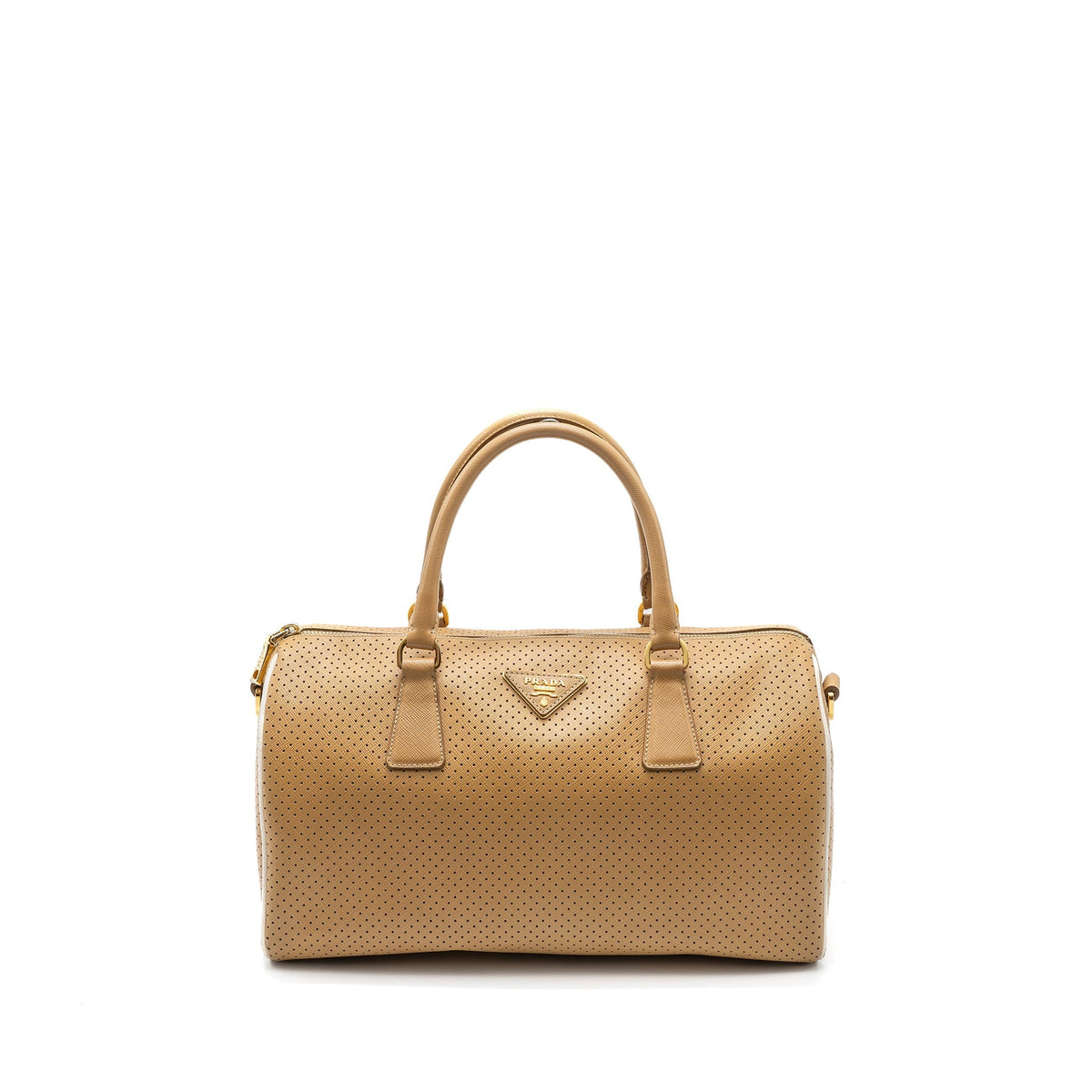 PRADA BOSTON TOTE BAG CALFSKIN LEATHER BEIGE GHW