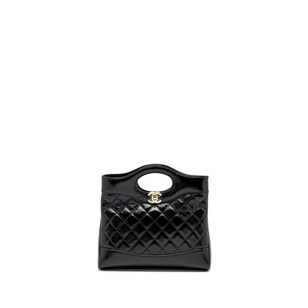 CHANEL 24S MINI 31 BAG SHINY LAMBSKIN BLACK GHW (MICROCHIP)
