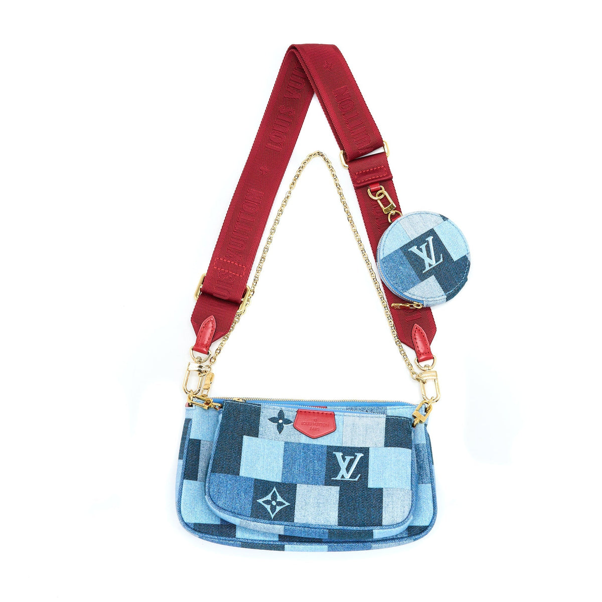 LOUIS VUITTON PATCHWORK MULTI-POCHETTE ACCESSOIRES BAG MONOGRAM DENIM GHW