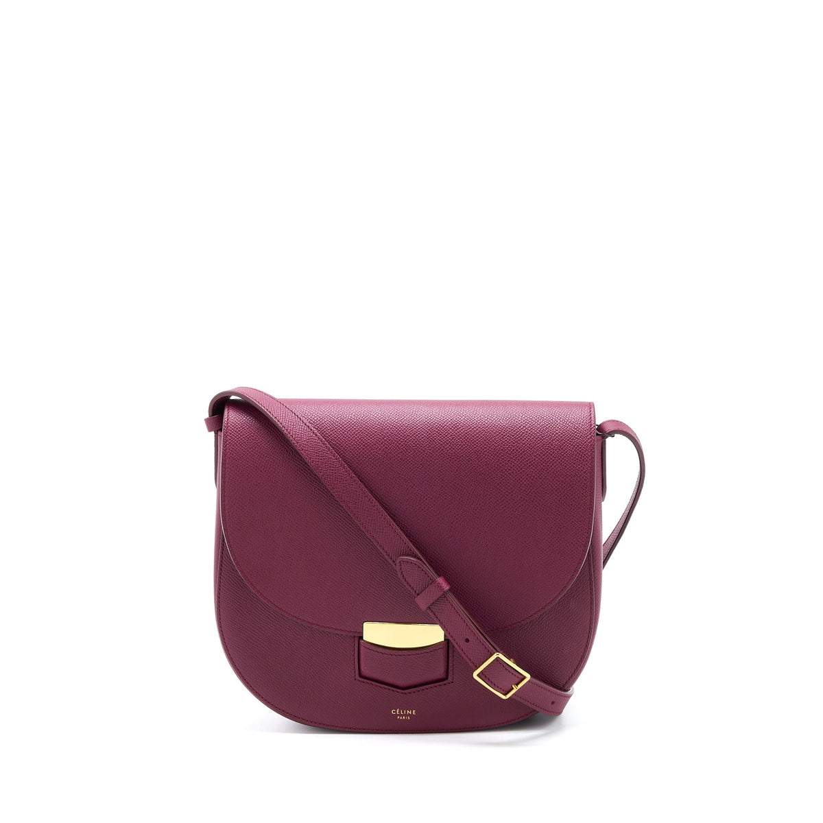 CELINE COMPACT TROTTEUR CROSSBODY SHOULDER BAG DARK PURPLE GHW