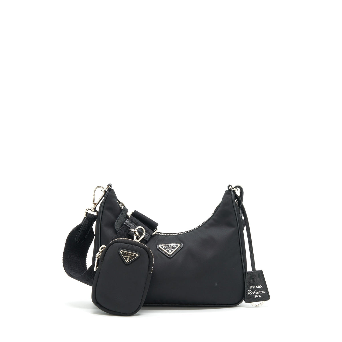 PRADA REEDITION 2005 RE NYLON BAG BLACK SHW(CHAIN HANDLE MISSING)