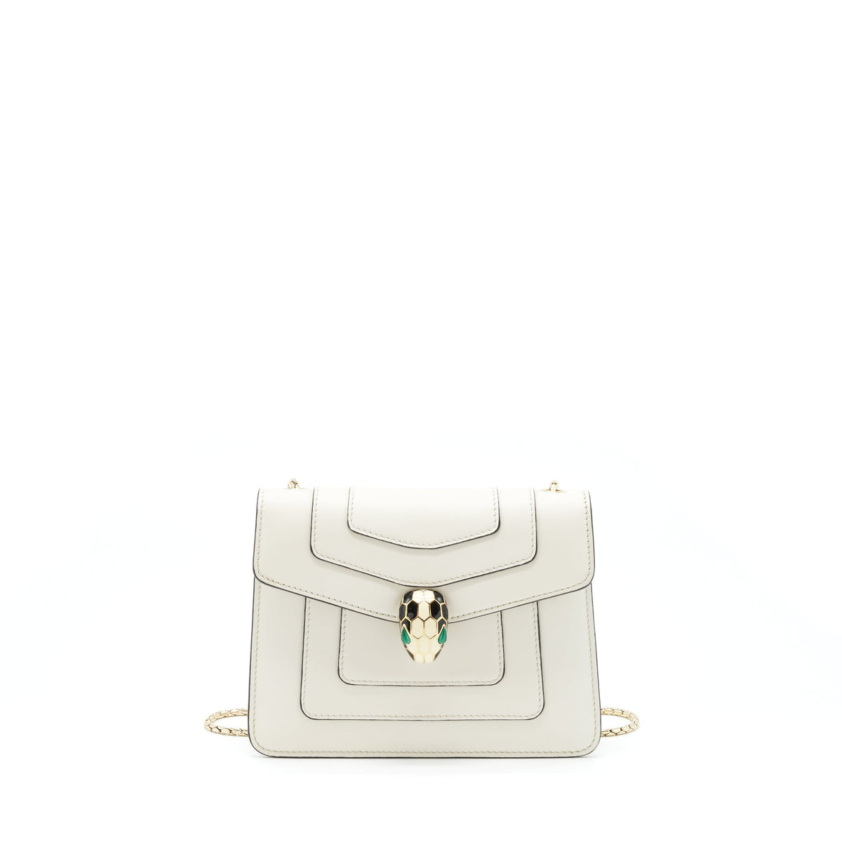 BVALGARI SERPENTI FOREVER CROSSBODY BAG CALFSKIN WHITE LGHW