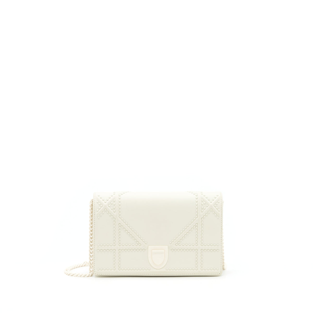 DIOR DIORAMA WALLET ON CHAIN WHITE WITH WHITE HARDWARE