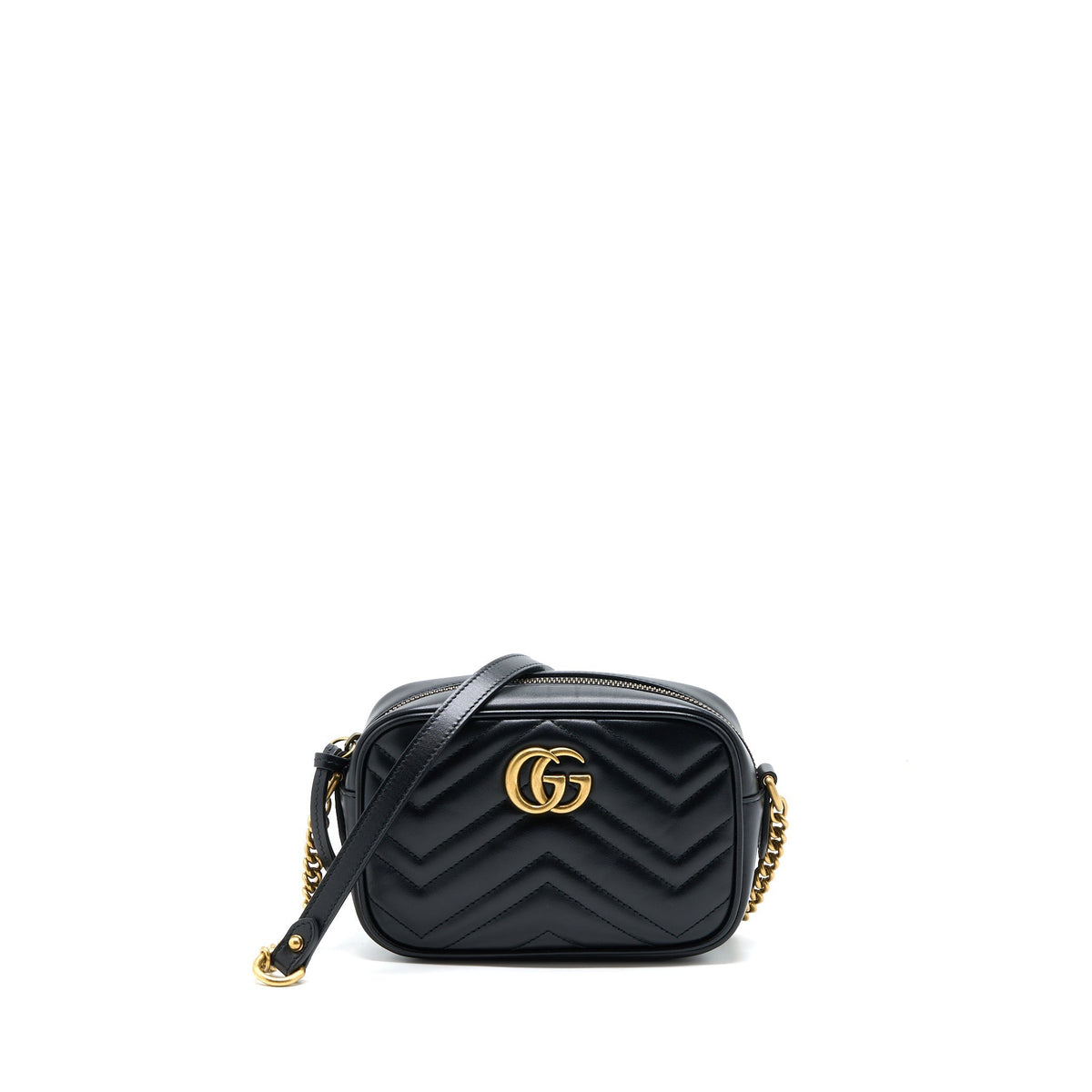 GUCCI GG MINI MARMONT MATELASSÉ BAG BLACK GHW