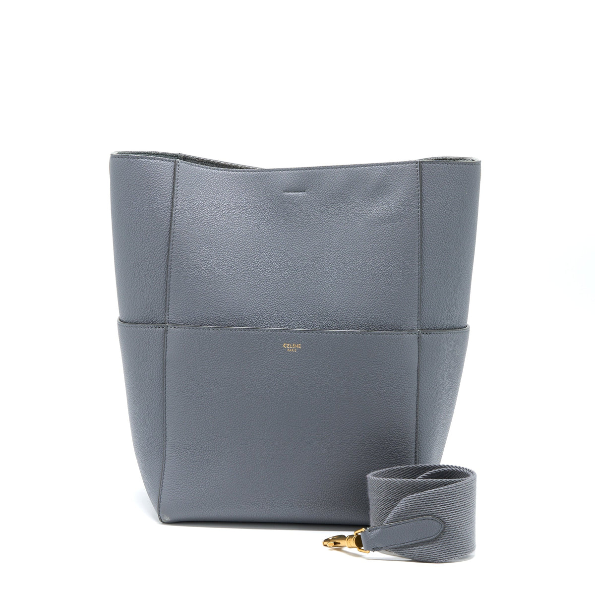 CELINE SANGLE BUCKET BAG CALFSKIN GREY GHW