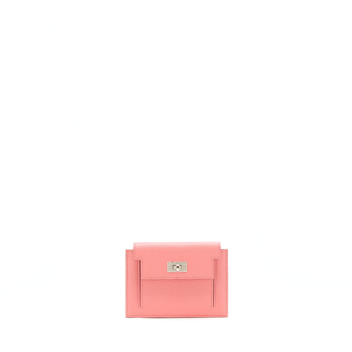 HERMES KELLY POCKET COMPACT WALLET CHEVRE MYSORE ROSE ETE SHW