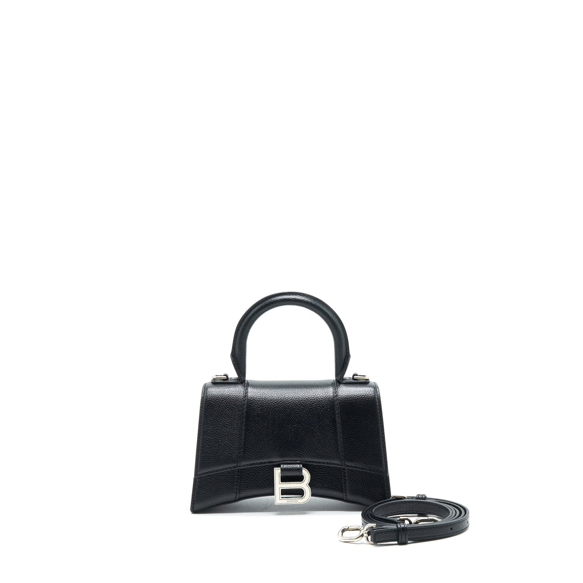 BALENCIAGA HOURGLASS AS GRAINED CALFSKIN BLACK SHW
