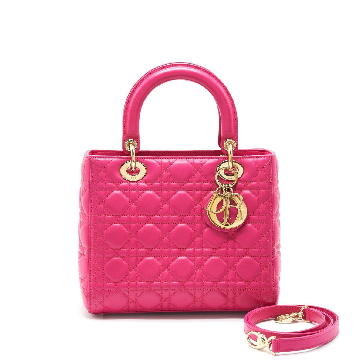 DIOR LADY DIOR BAG MEDIUM PINK GHW