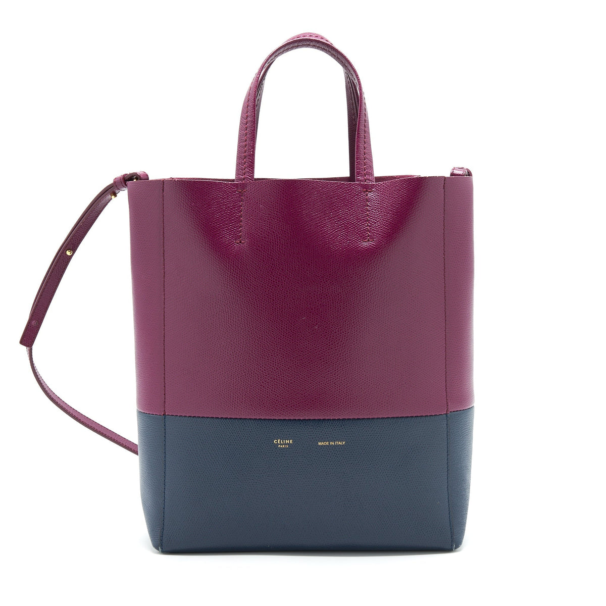 CELINE SMALL VERTICAL CABAS BAG PLUM/STEEL BLUE