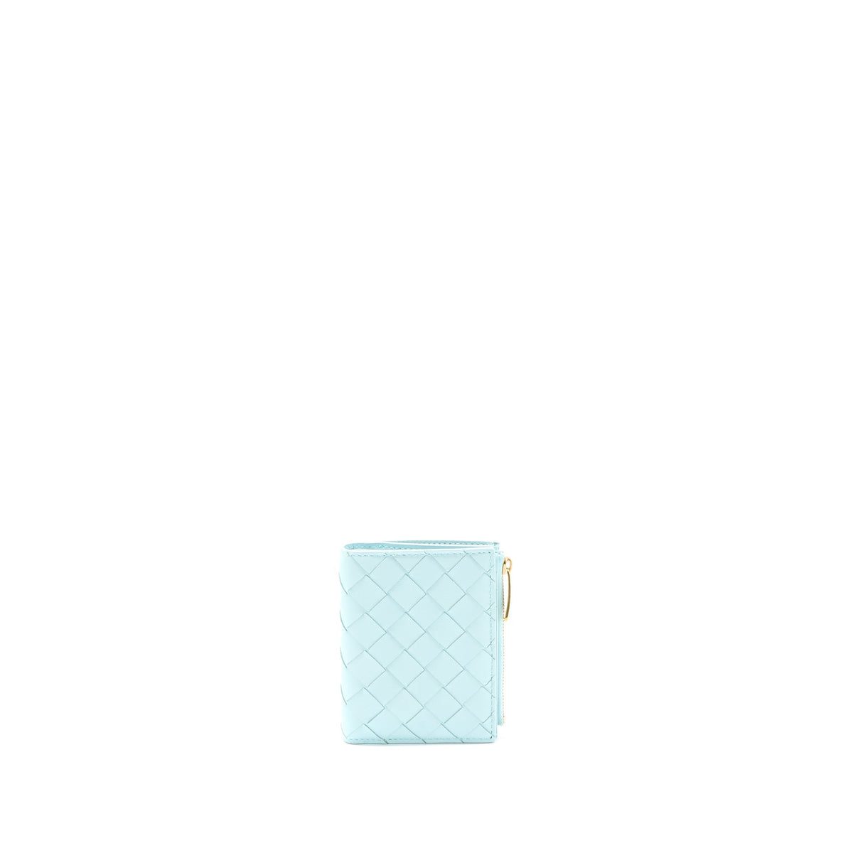 BOTTEGA VENETA BI-FOLD ZIP WALLET LAMBSKIN LIGHT BLUE GHW