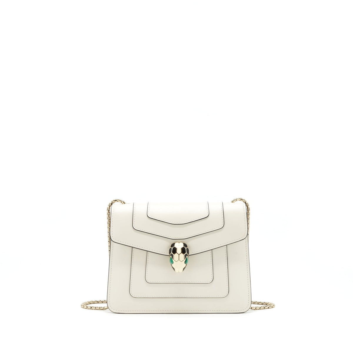 BVLGARI SERPENTI CROSS BODY BAG WHITE