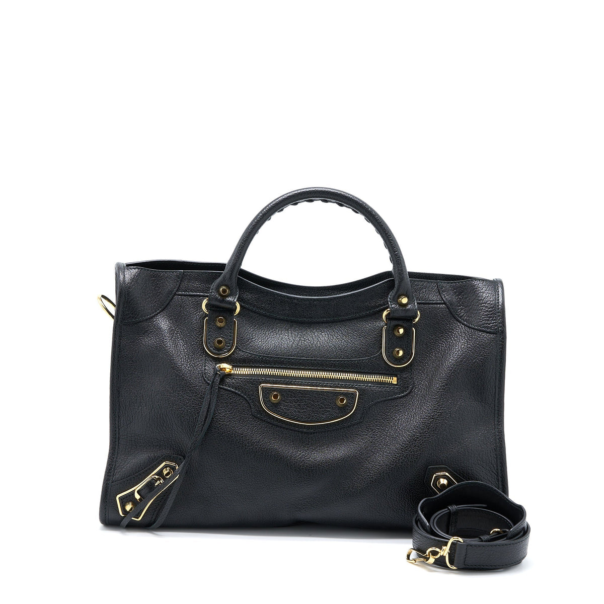 BALENCIAGA EDGE CITY BAG GOATSKIN BLACK GHW