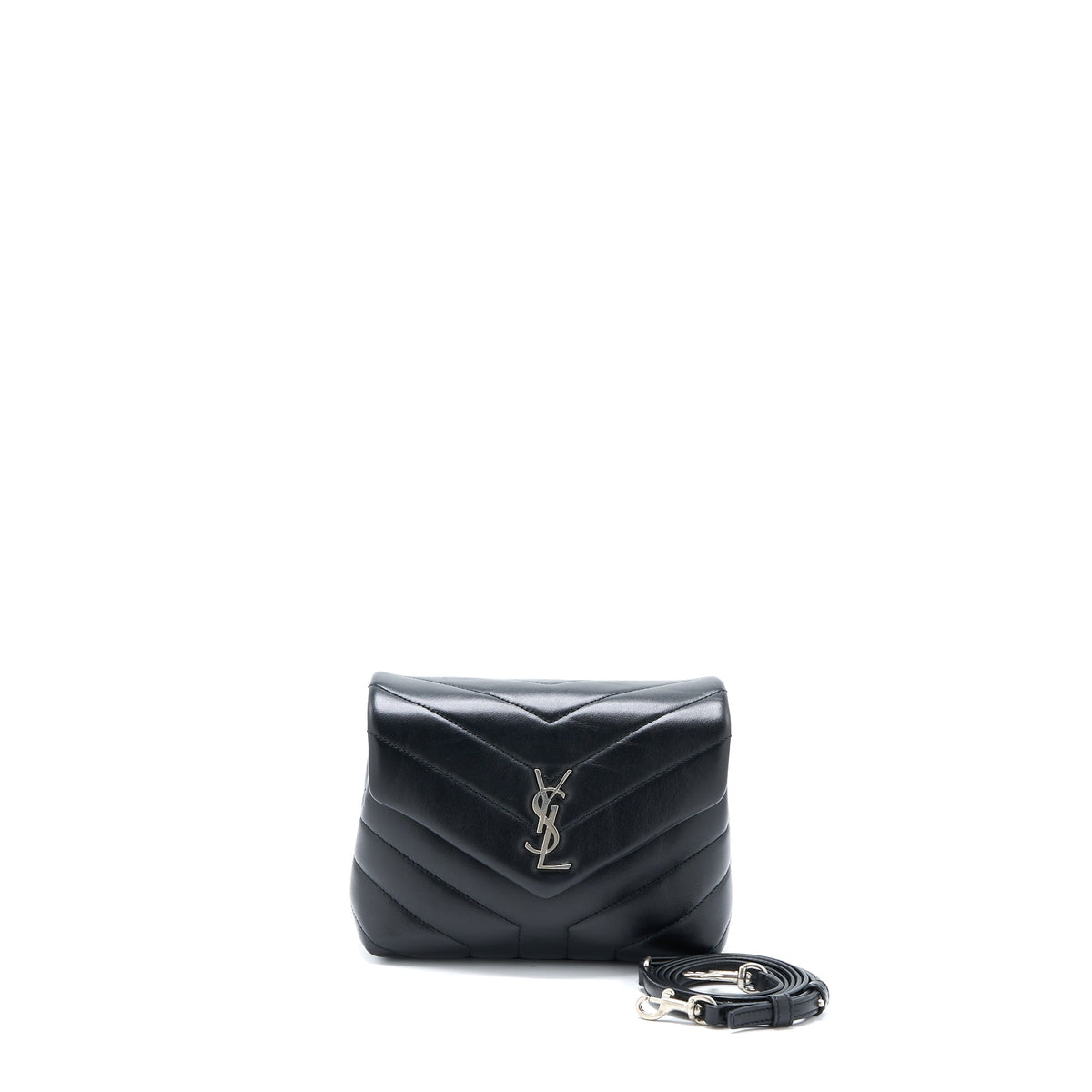 SAINT LAURENT LOULOU TOY STRAP BAG CALFSKIN BLACK SHW