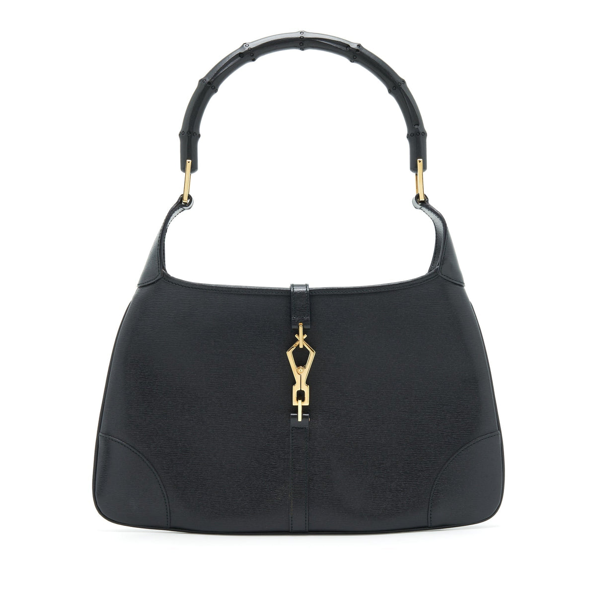 GUCCI VINTAGE JACKIE WITH BAMBOO HANDLE BLACK GHW