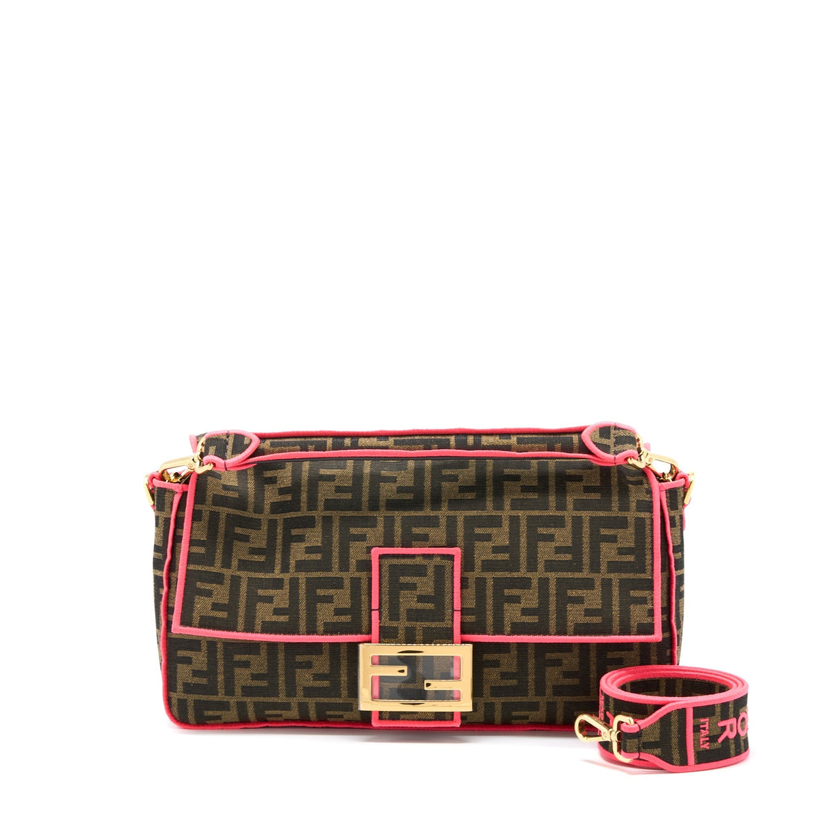 FENDI BUGUETTE SHOULDER BAG FF JACQUARD FABRIC/MULTICOLOUR GHW
