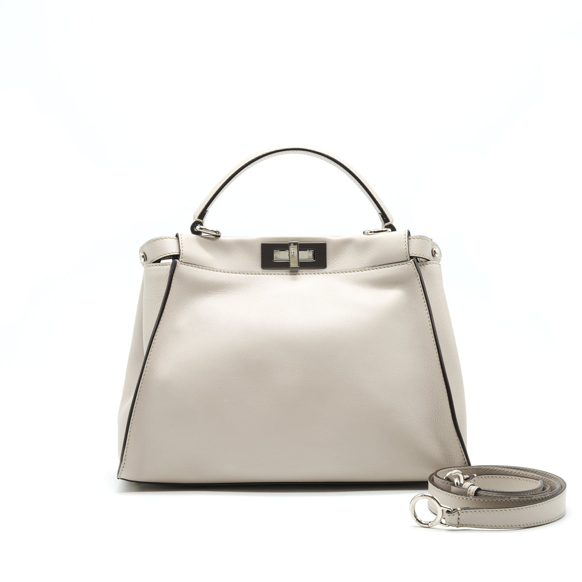FENDI MEDIUM PEEKABOO BAG LIGHT GREY WITH SHW