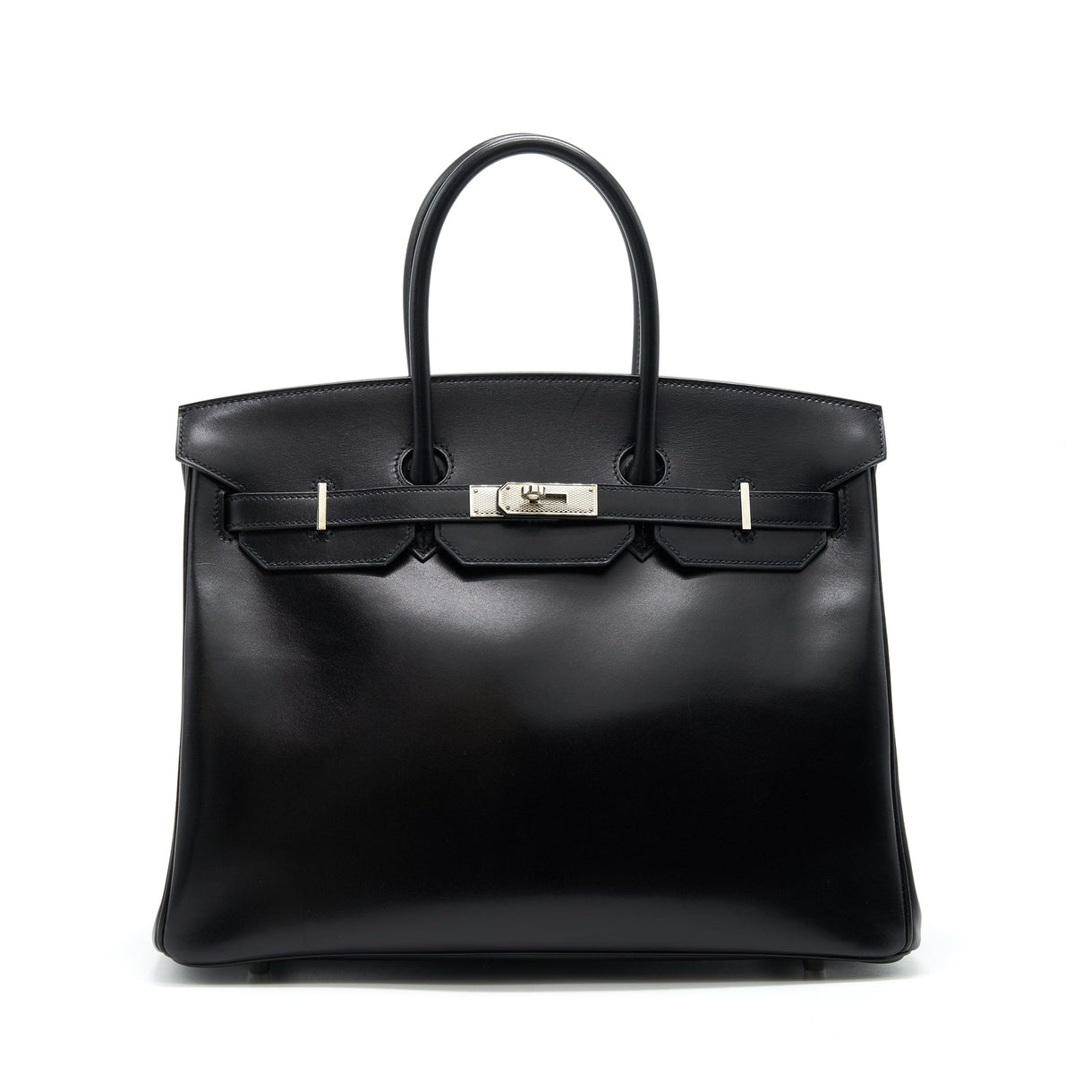 HERMES BIRKIN 35 BOX LEATHER BLACK WITH PALLADIUM GUILLOCHE HARDWARE