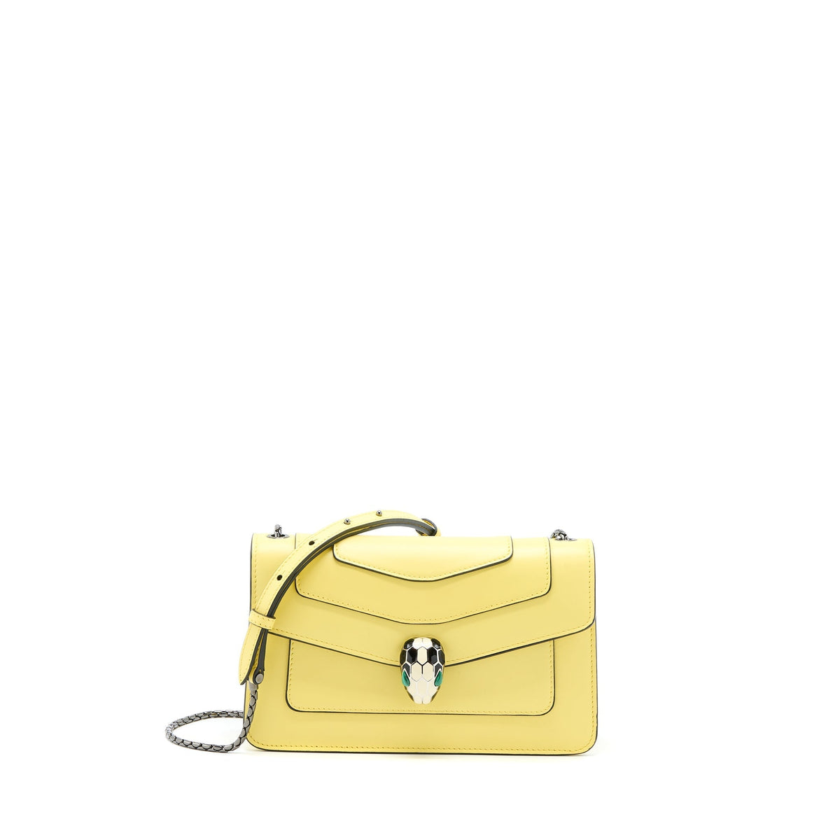 BVLGARI SERPENTI FOREVER CROSSBODY BAG CALFSKIN YELLOW WITH BLACK HARDWARE