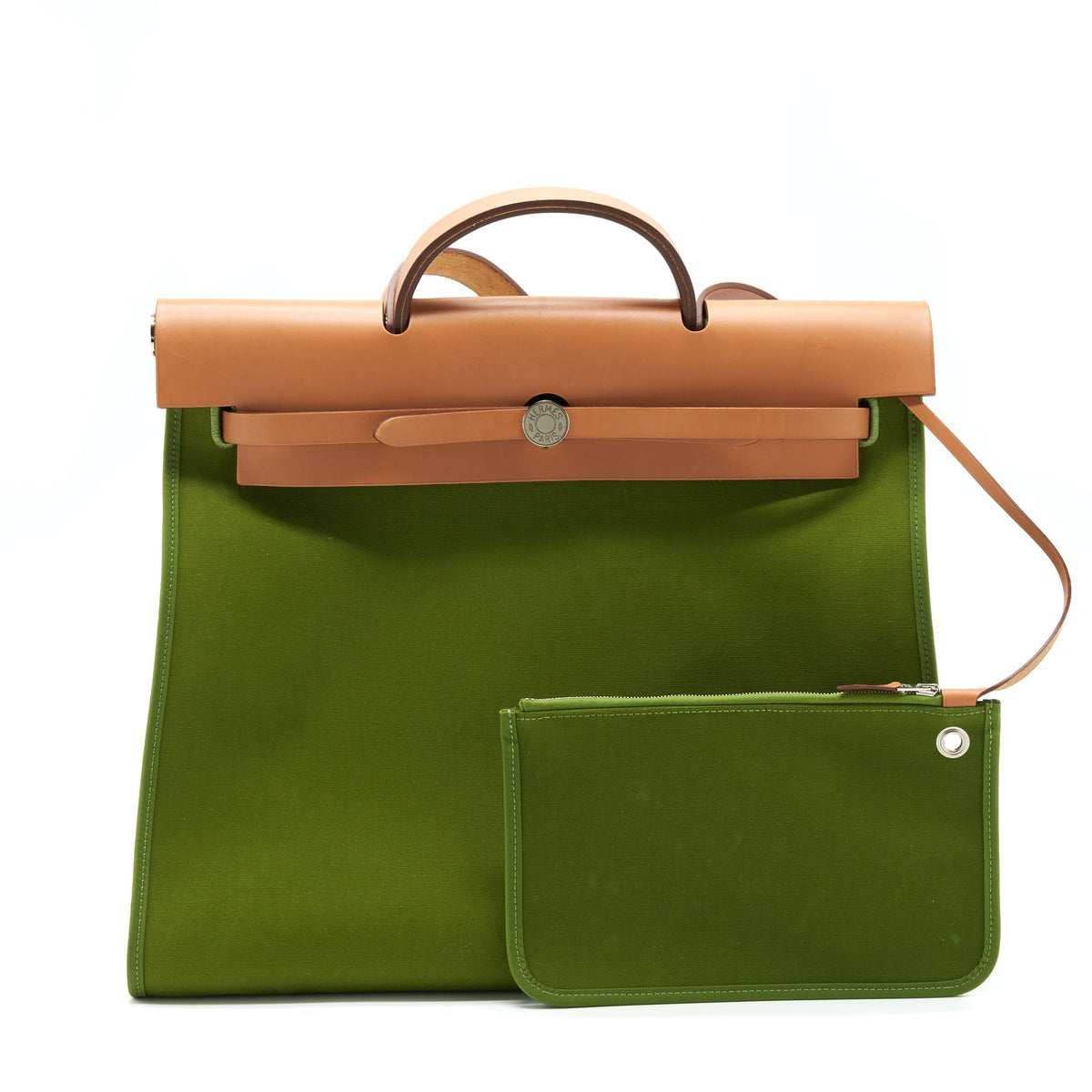 HERMES HERBAG ZIP 39 CANVAS PELOUSE/ NATURE SHW
