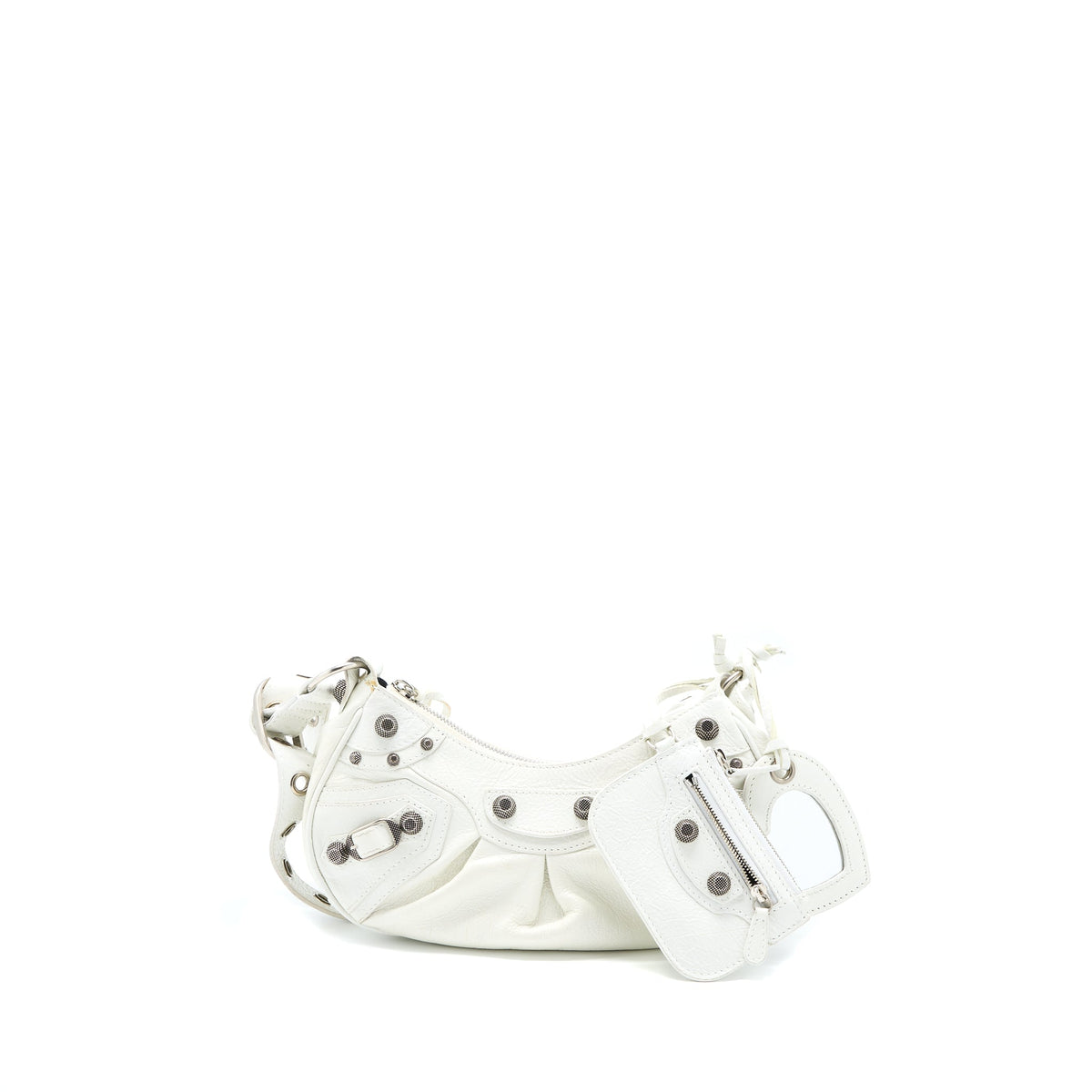 BALENCIAGA LE CAGOLE XS SHOULDER BAG LAMBSKIN WHITE SHW