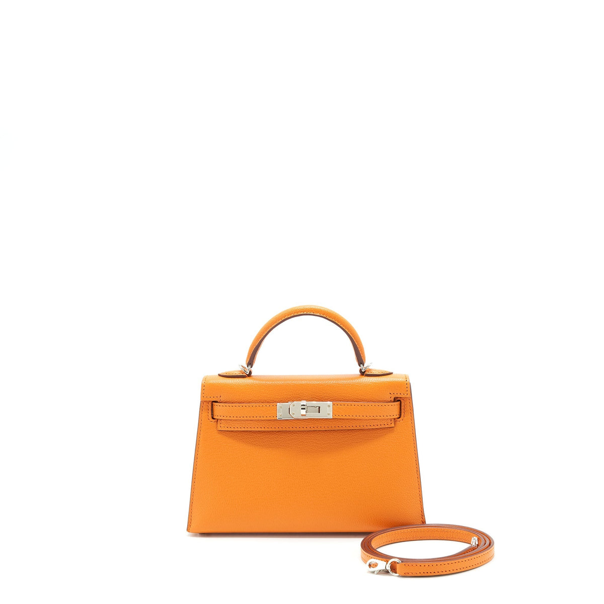 HERMES MINI KELLY Ⅱ VERSO CHEVRE MYSORE SANGUINE / ORANGE SHW
