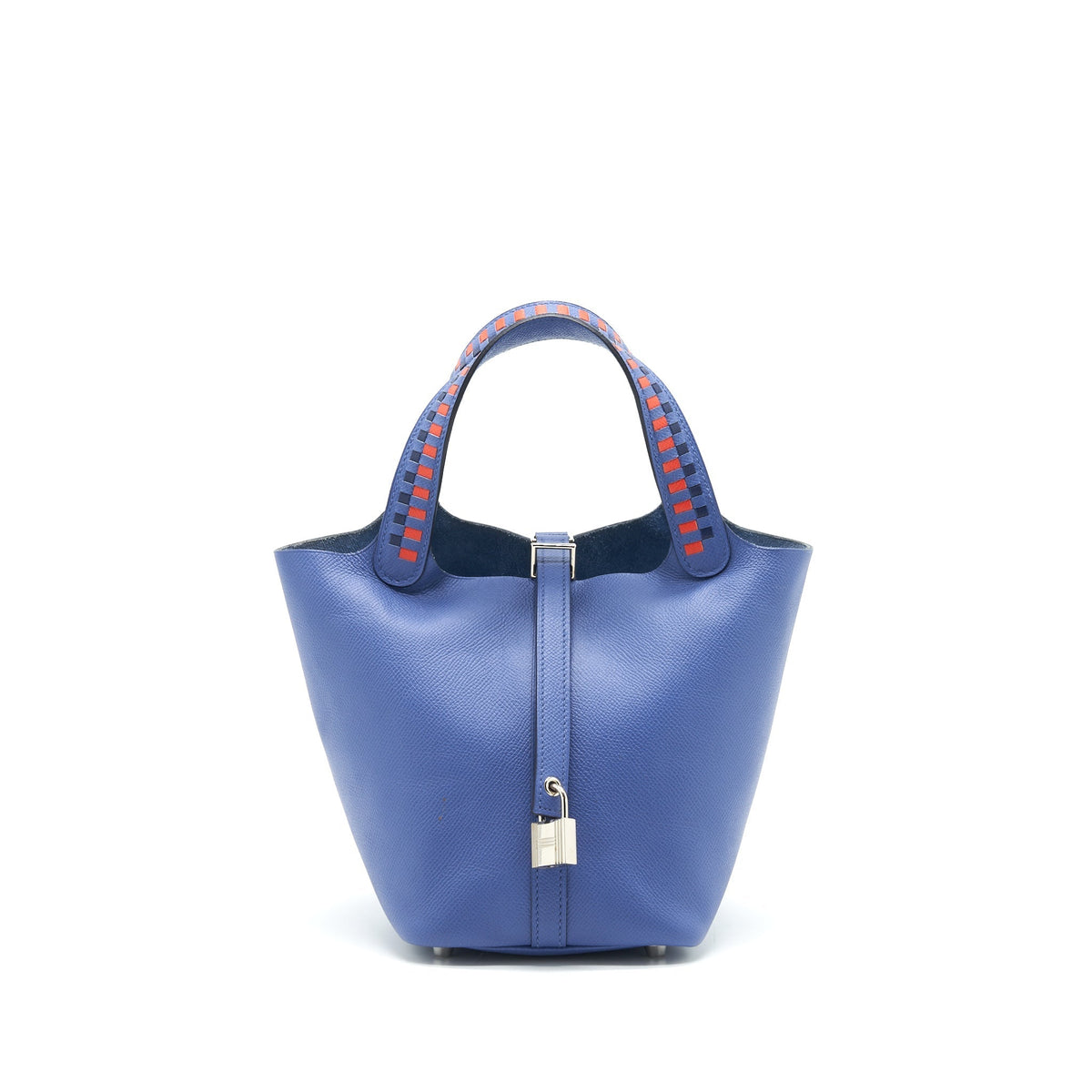 HERMES TRESSAGE DE CUIR PICOTIN 18 LOCK BAG EPSOM BLUE BRIGHTON SHW