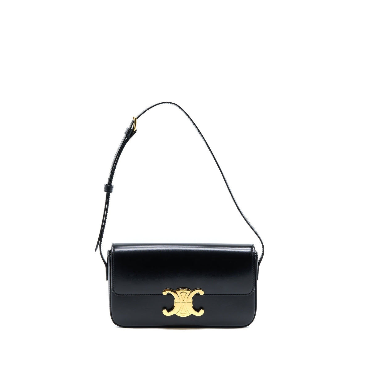 CELINE TRIOMPHE SHOULDER BAG CALFSKIN BLACK GHW