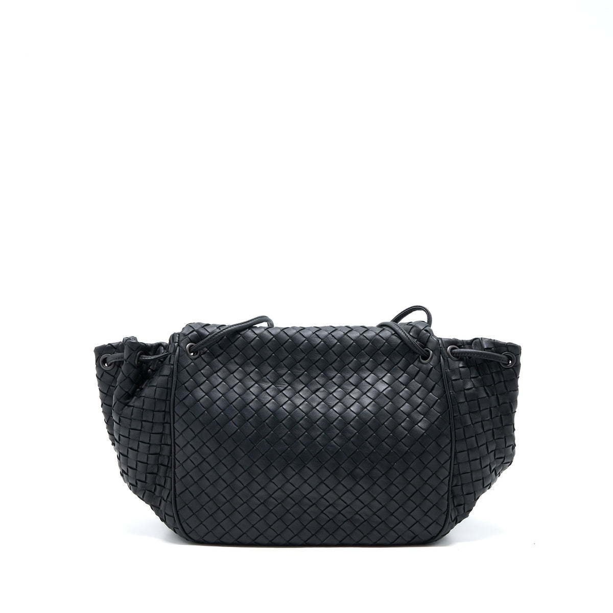 BOTTEGA VENETA INTRECCIATO FLAP BAG BLACK