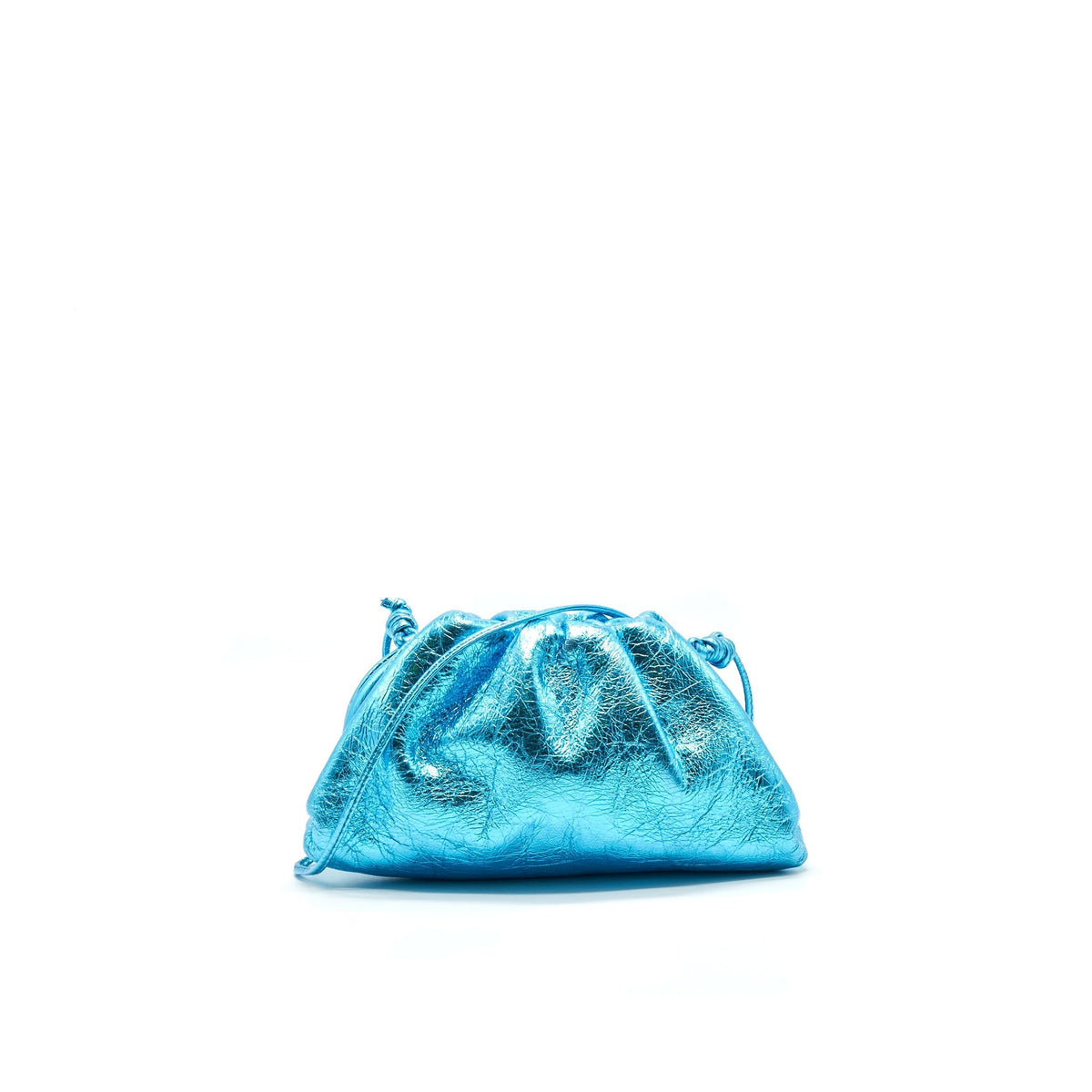 BOTTEGA VENETA MINI POUCH METALLIC BLUE