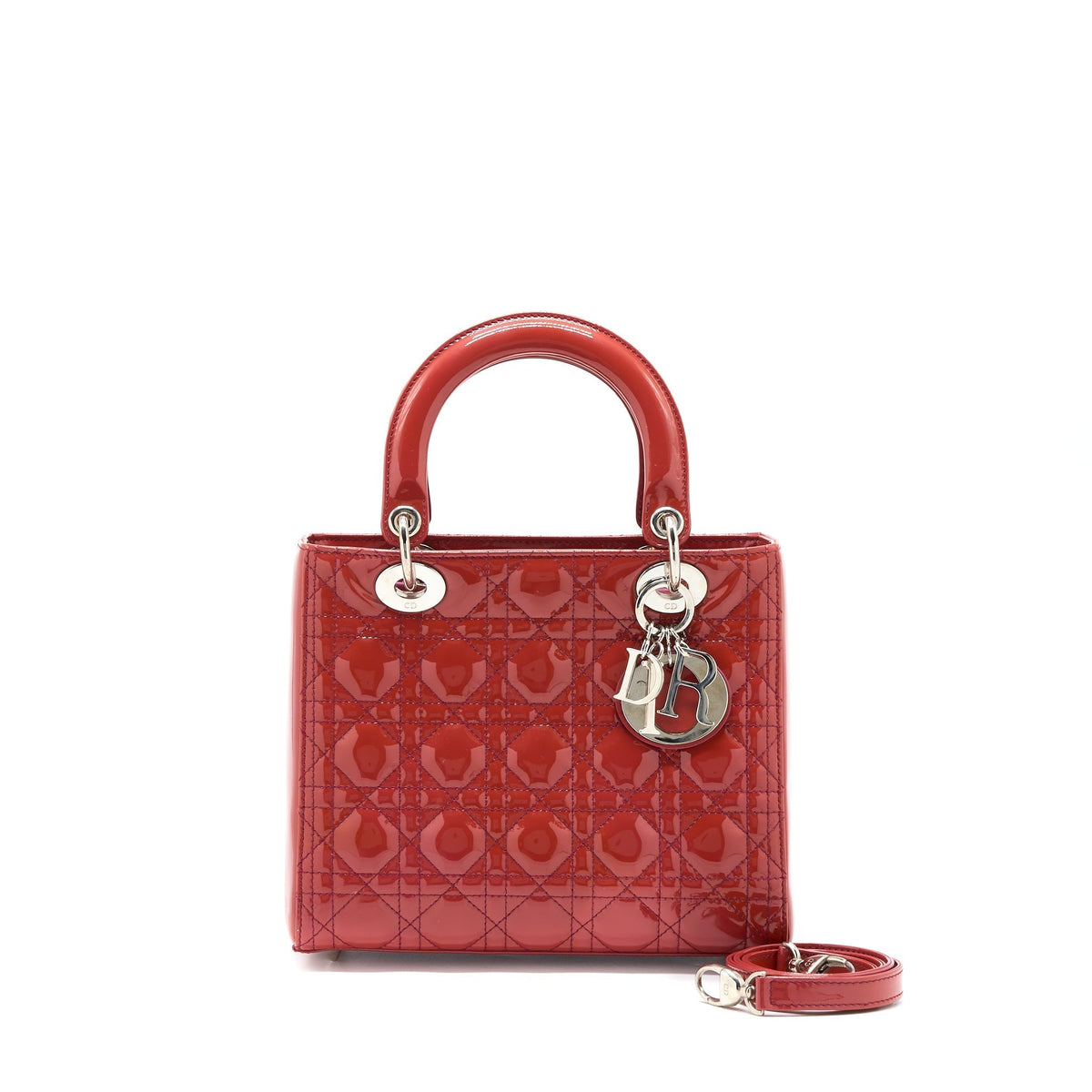 DIOR MEDIUM LADY DIOR PATENT ORANGE SHW