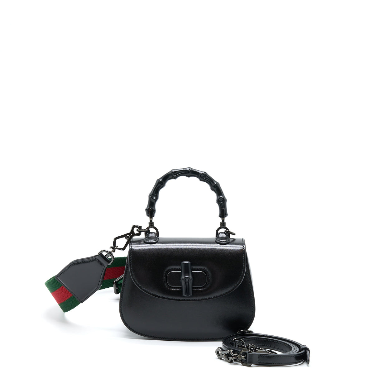 GUCCI BAMBOO 1947 MINI TOP HANDLE BAG BLACK WITH BLACK HARDWARE