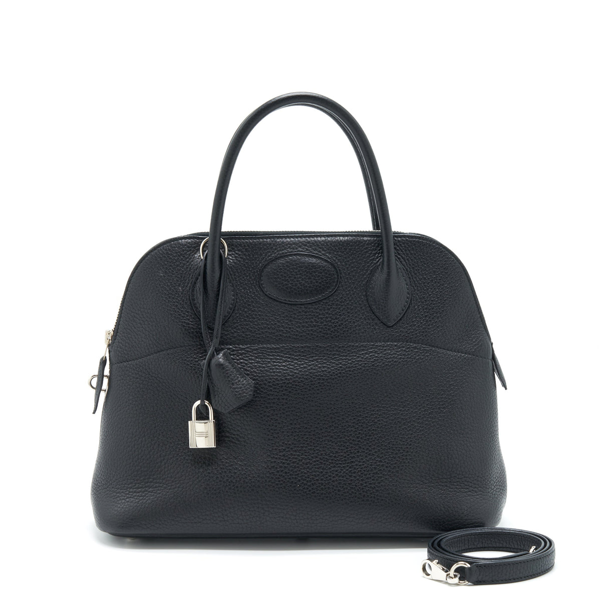 HERMES BOLIDE 31 CLEMENCE LEATHER BLACK WITH SHW